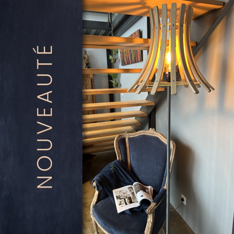 Lampadaire bois acier, LUCERNA, par CRCREATEUR, le Puy-en-Velay, Haute-Loire.
